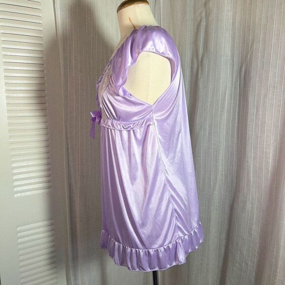 Vintage | Women’s | Pajamas | S | Light Purple Lace Pajamas Satin Tunic Nightwea - Picture 3 of 5